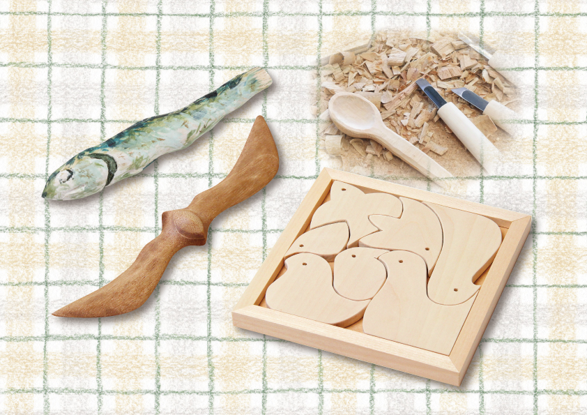 新木彫素材と木のジグソーパズルのメイン画像